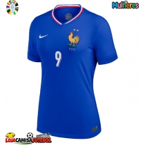 Camisa de Futebol França Olivier Giroud #9 Equipamento Principal Mulheres Europeu 2024 Manga Curta
